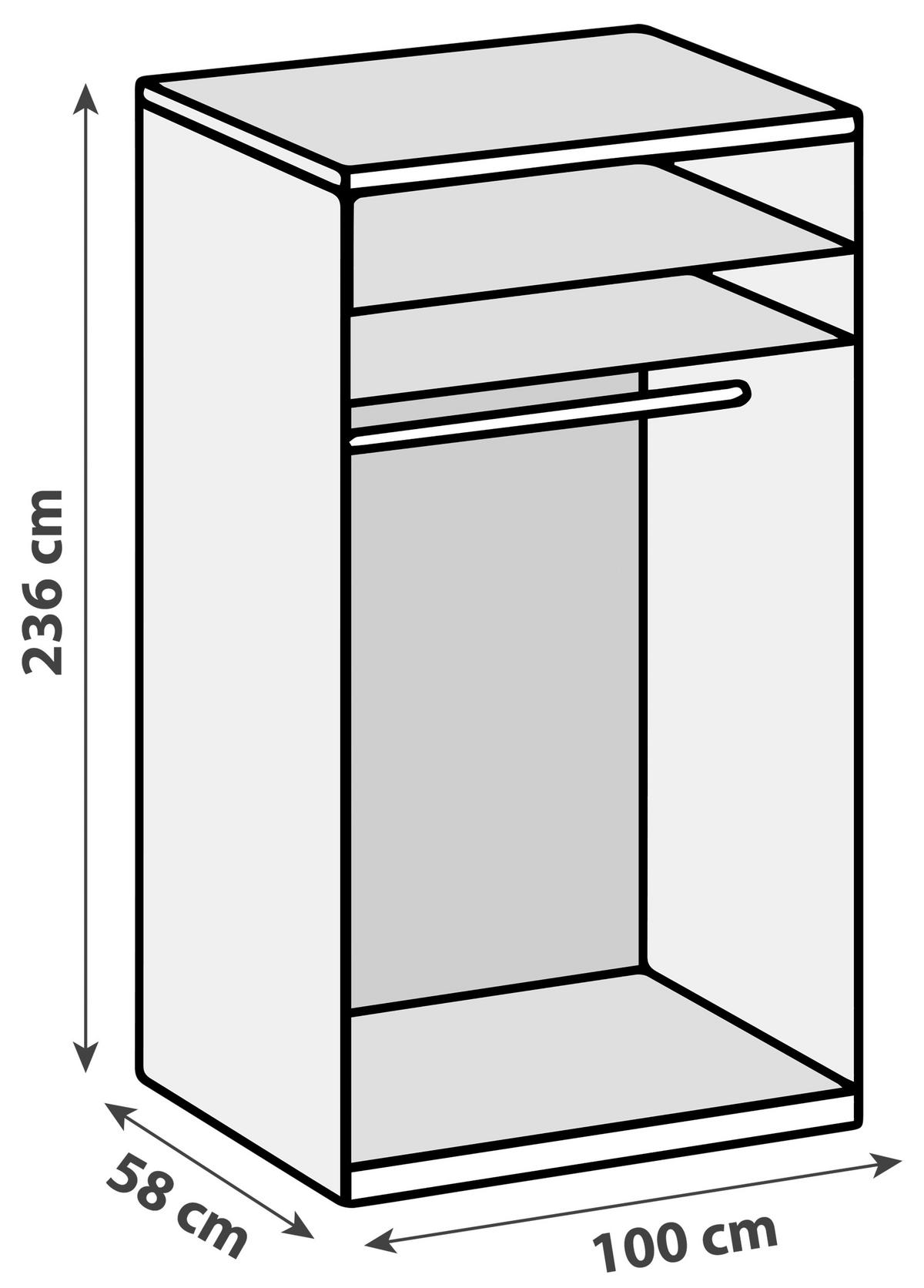 Drehtürenschrank 100cm Level, Grau/weiß - Weiß/Grau, MODERN, Glas/Holzwerkstoff (100/236/58cm) - MID.YOU