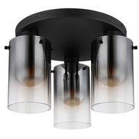 DECKENLEUCHTE 15768-3D FLORENTINA - Klar/Schwarz, Basics, Glas/Metall (30/21cm) - Globo