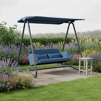 Hollywoodská zahradní houpačka ILVA BLU modrá - modrá/tmavě šedá, Moderní, kov/textil (178/175/142cm) - Bessagi Garden