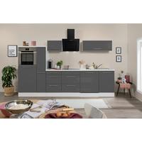 Küchenzeile mit Geräten 310 cm Grau Hochglanz/Weiß - Weiß/Grau, KONVENTIONELL, Holzwerkstoff (310cm) - Respekta