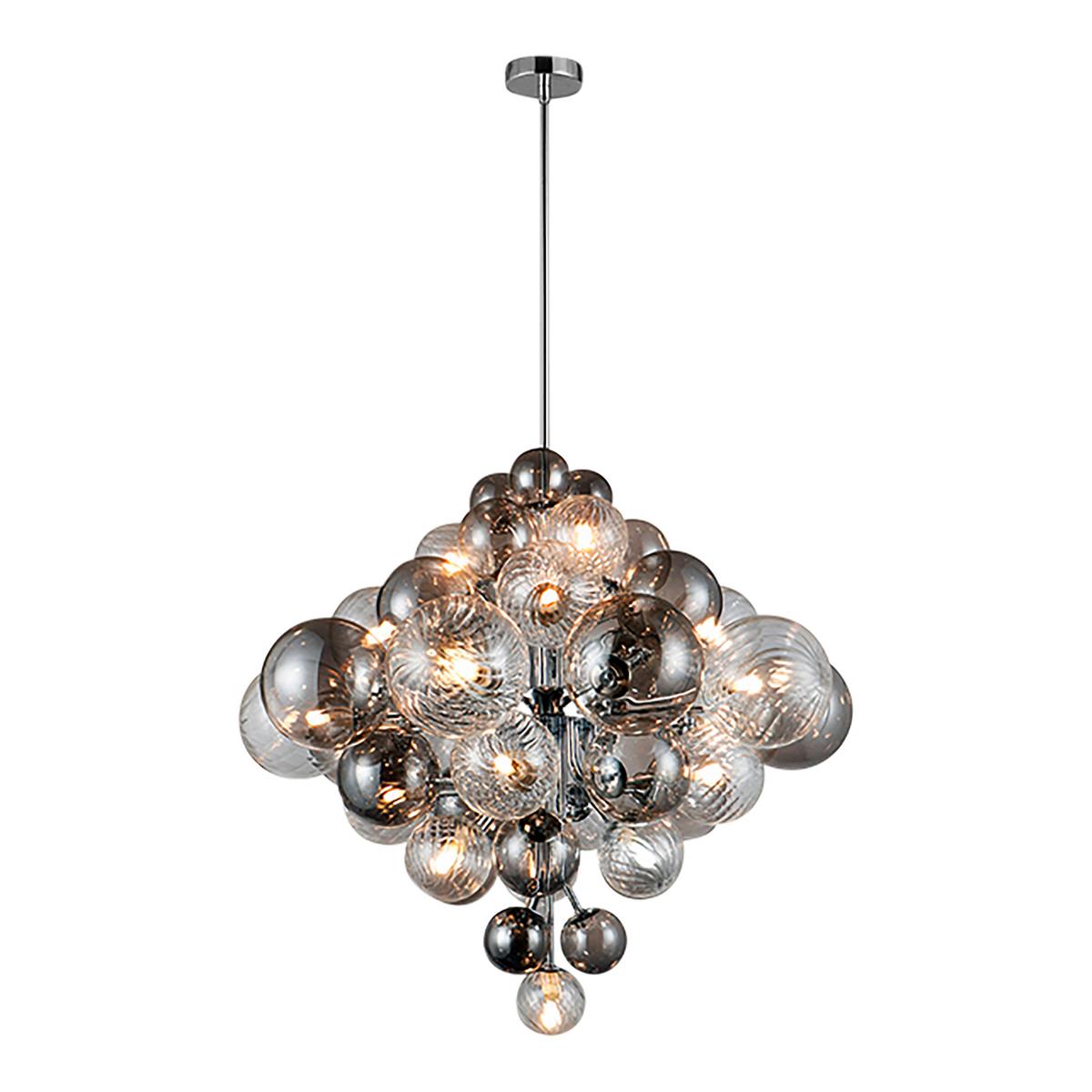 Hängeleuchte H: 155 cm 20-Flammig mit Rauchglas - Design, Glas/Metall (75/120cm) - Näve