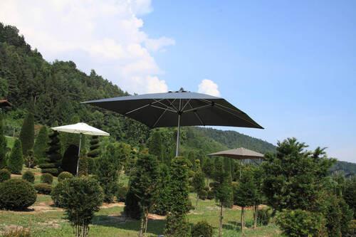 Sonnenschirm Acapole DM: 270 cm Anthrazit/Platinfarben - Platinfarben/Anthrazit, Basics, Textil/Metall (270cm) - Gardenson