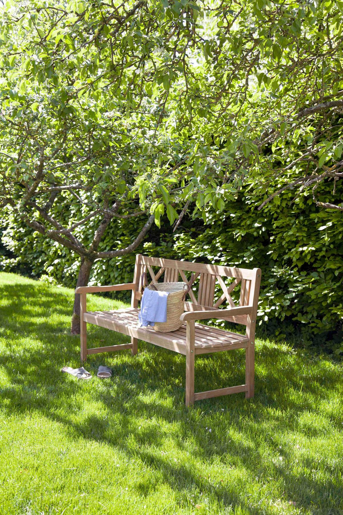 Gartenbank Holz Rosenborg 3-Sitzer - Naturfarben/Teakfarben, Natur, Holz (58/89/150cm) - Gardenson