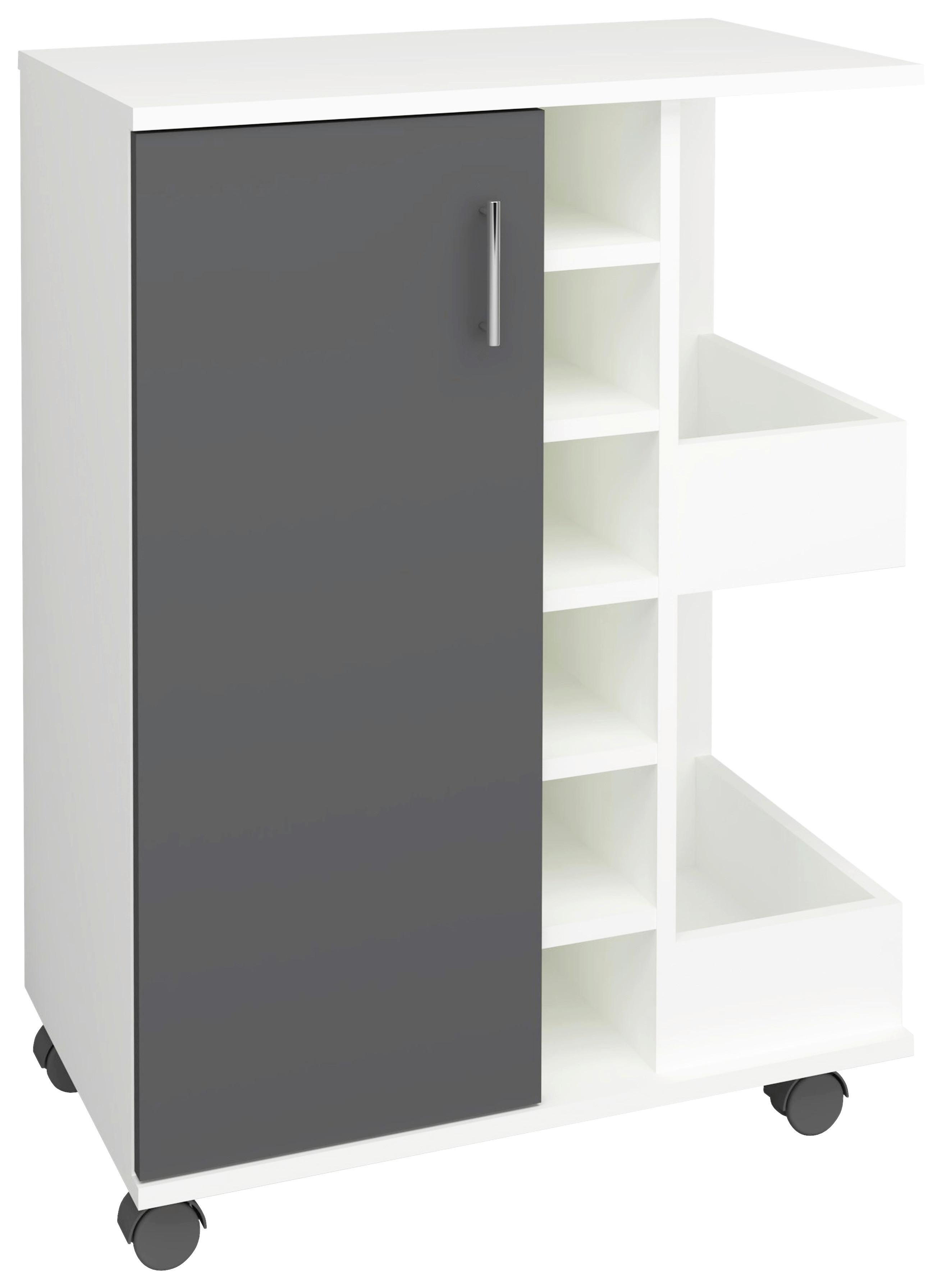 Servierwagen Esilo Anthrazit, Weiß B: 63 cm - Anthrazit/Weiß, Design, Holzwerkstoff/Kunststoff (63/85/40cm) - MID.YOU