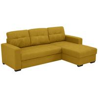 Eckschlafsofa Mediolan Senfgelb S: 240x160 cm - Senfgelb/Schwarz, Design, Textil (240/160cm) - Livetastic