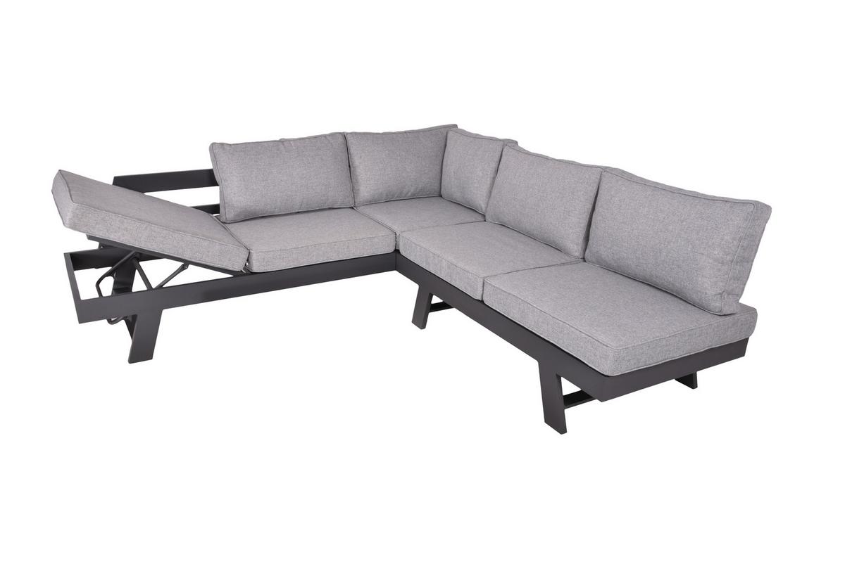 Loungegarnitur Donna - Schwarz/Grau, Basics, Kunststoff/Textil - Gardenson