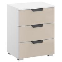 Nachtkästchen Artemis Weiß/champagner, H: 62cm - Champagner/Alufarben, MODERN, Glas/Holzwerkstoff (47/62/42cm) - Rauch Möbel