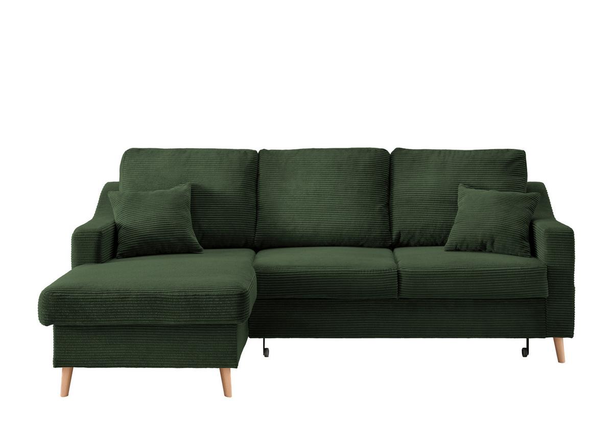 Ecksofa Valentina - Dunkelgrün/Naturfarben, Design, Textil (150/228cm) - P & B