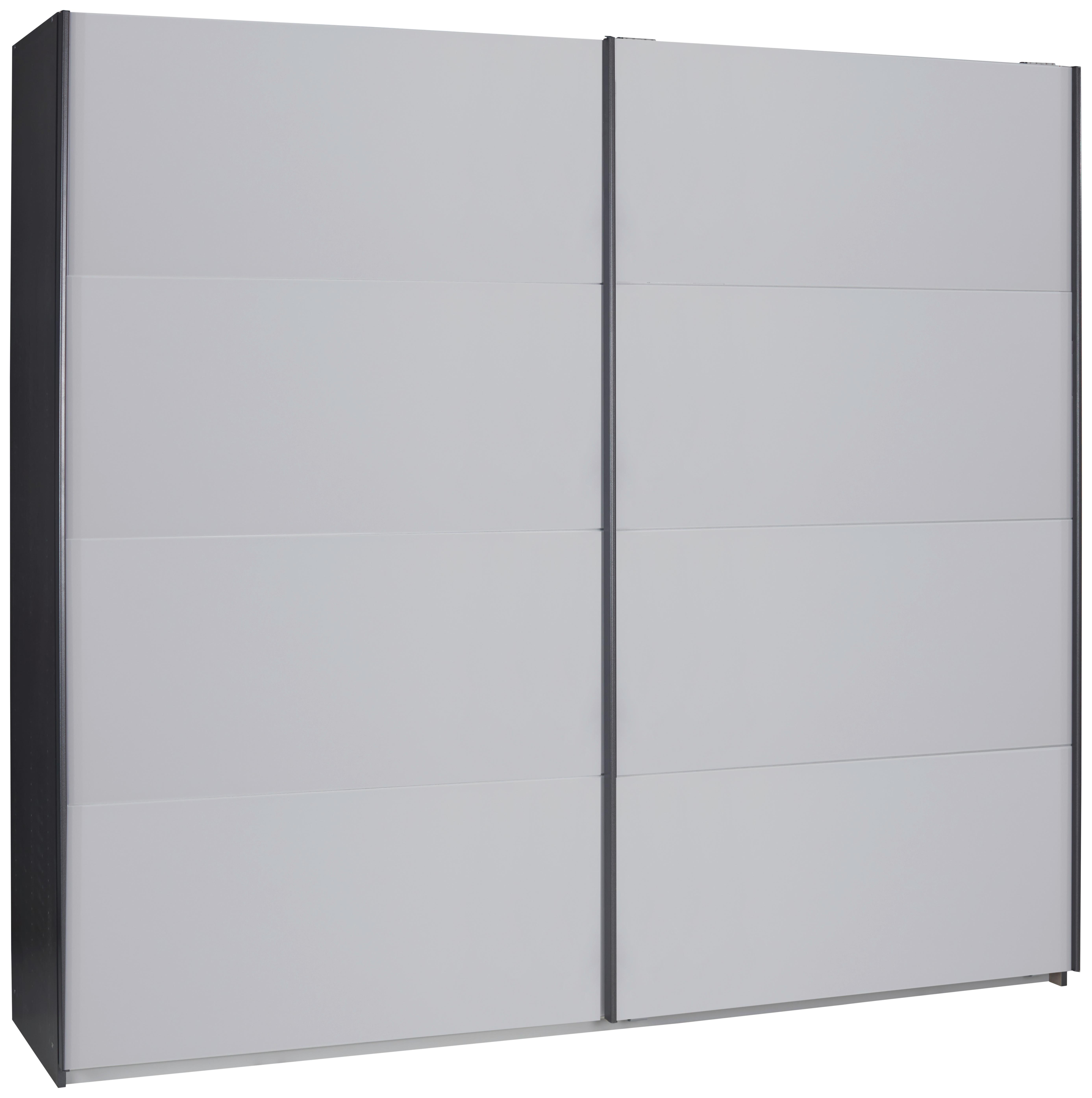 Skriňa s posuvnými dverami Feldkirch 9, 226/229 cm - sivá farba s vysokým leskom/tmavosivá, Modern, kov/kompozitné drevo (225/229/62cm)