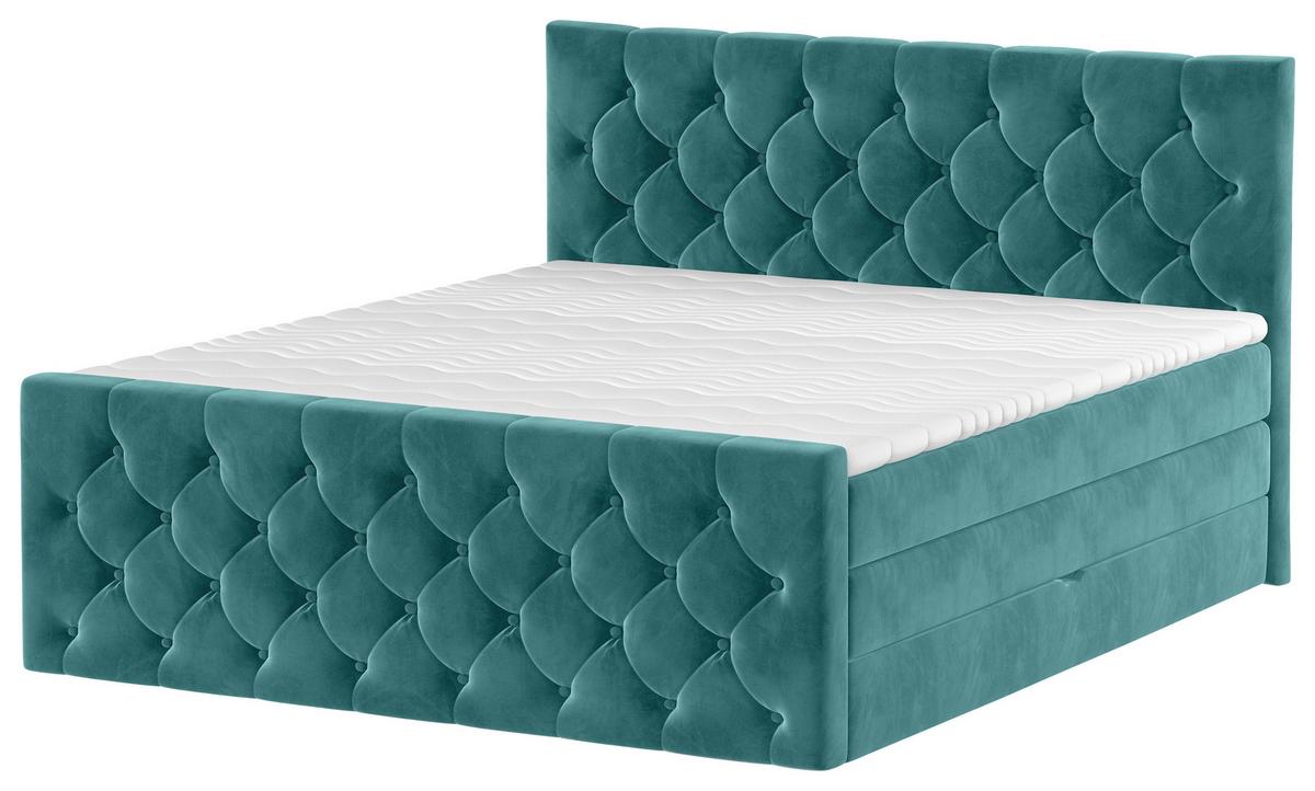 Boxspringbett Swing 9 Petrol 180x200 cm H2 - Beige/Petrol, ROMANTIK / LANDHAUS, Textil (180/200cm) - James Wood