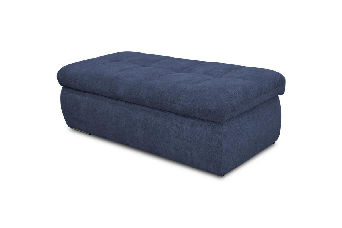 Hockerbank Moric Mikrofaser Dunkelblau H: 43 Cm  Stauraum - Chromfarben/Dunkelblau, KONVENTIONELL, Textil (136/43/64cm) - MID.YOU