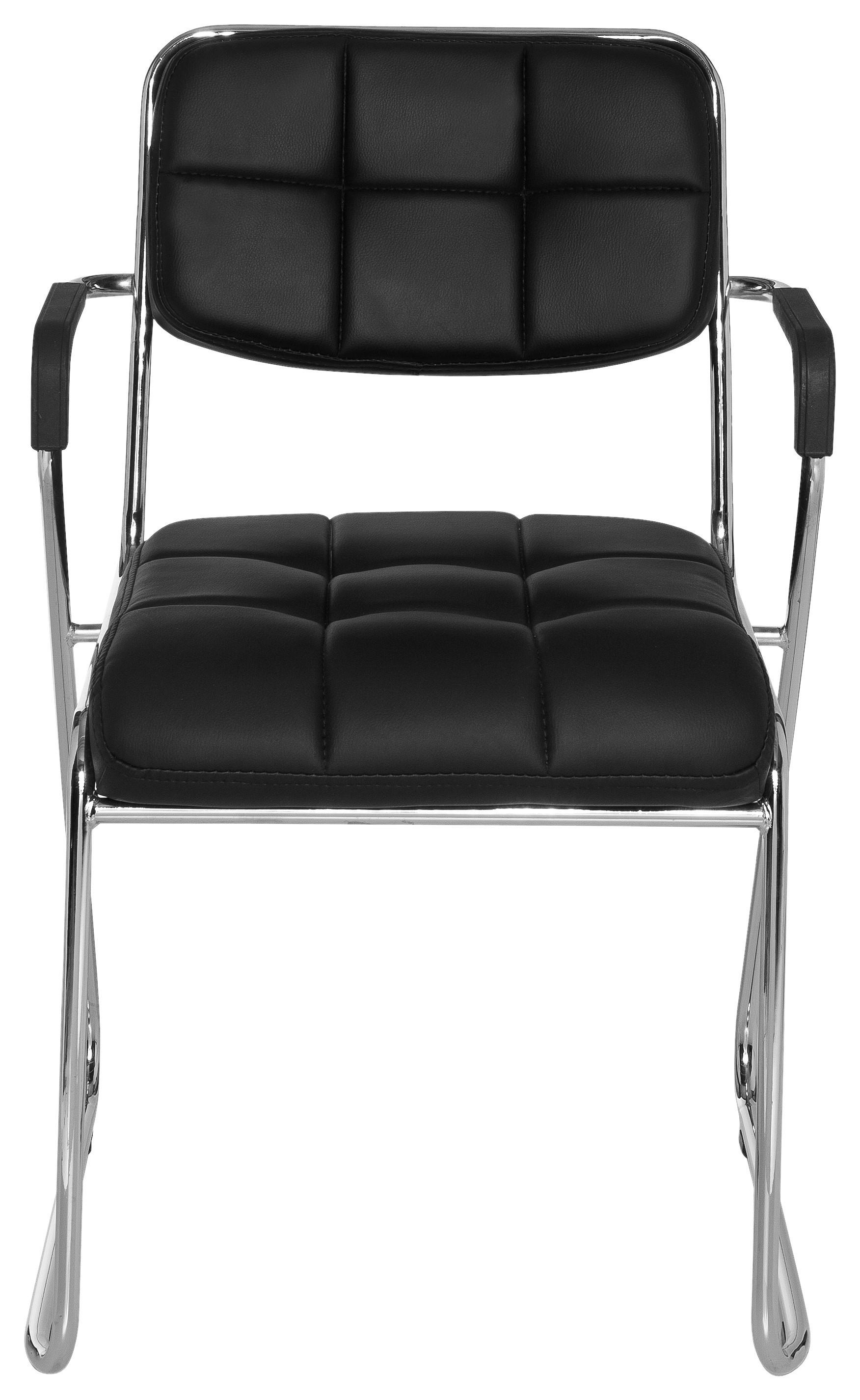 Besucherstuhl Zanta Schwarz Bis 110 Kg - Chromfarben/Schwarz, Basics, Kunststoff/Textil (49/79/44cm) - MID.YOU