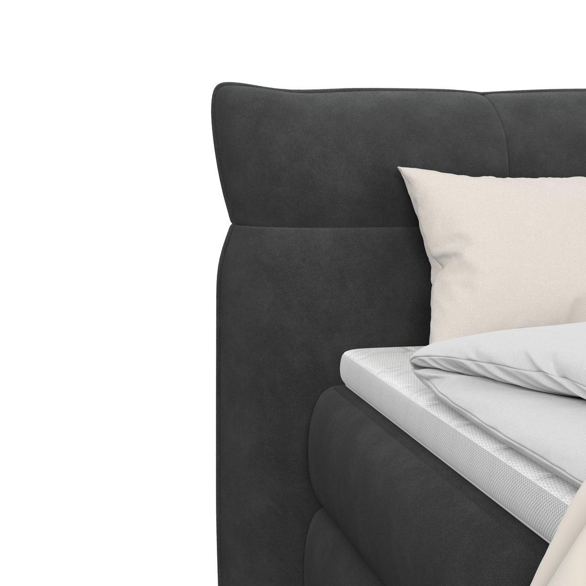 Boxspringbett Carmelo Schwarz 180x200 cm - Schwarz, Trend, Textil (180/200cm)