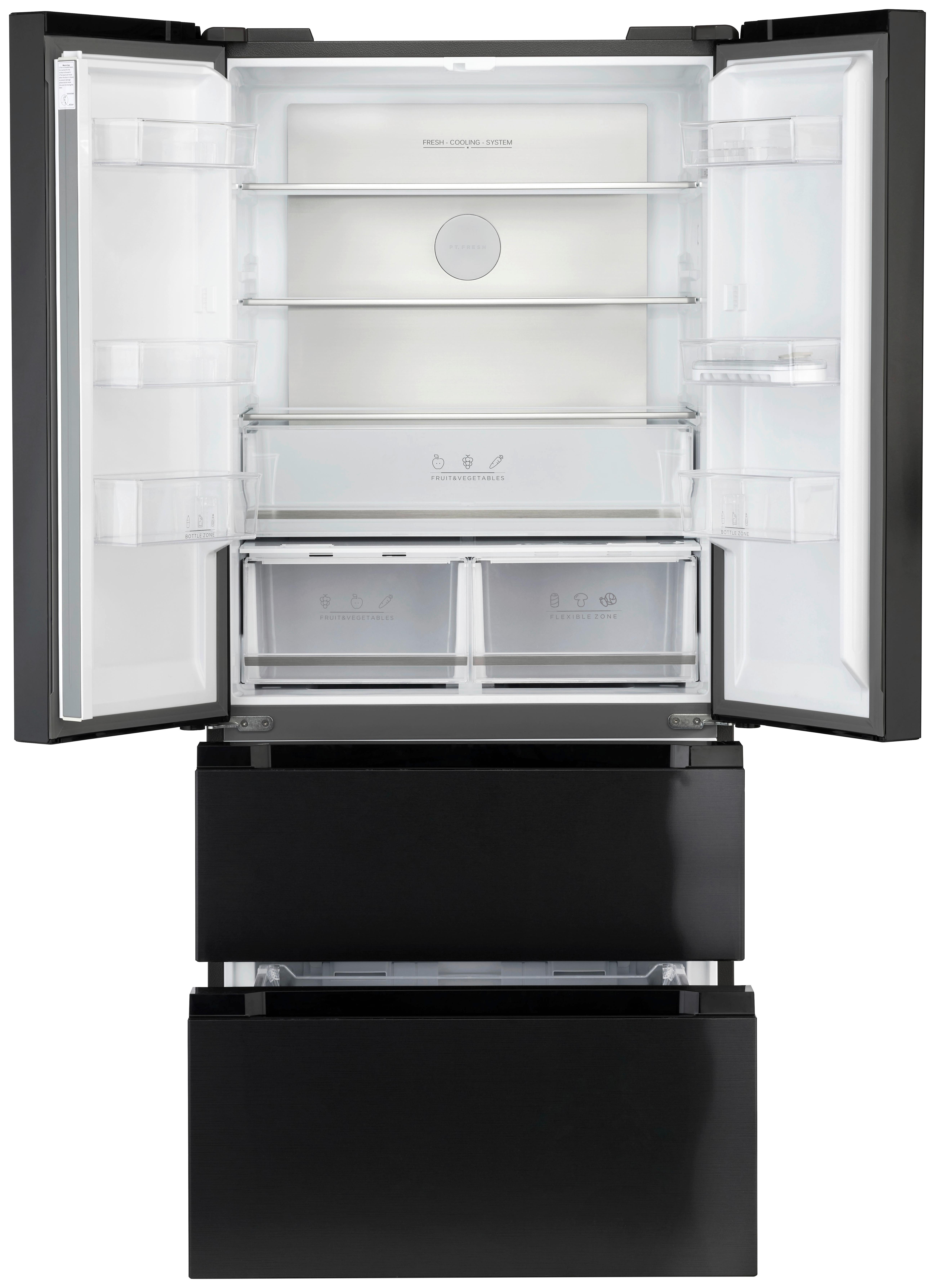 Geräumiger Side-by-Side-Kühlschrank mit Kühlteil auf der Oberseite