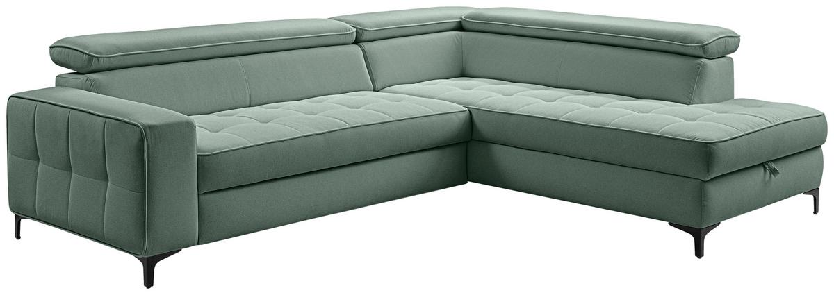 Ecksofa Nala Mintgrün S: 251x203cm - Schwarz/Mintgrün, Design, Textil (251/203cm) - MID.YOU
