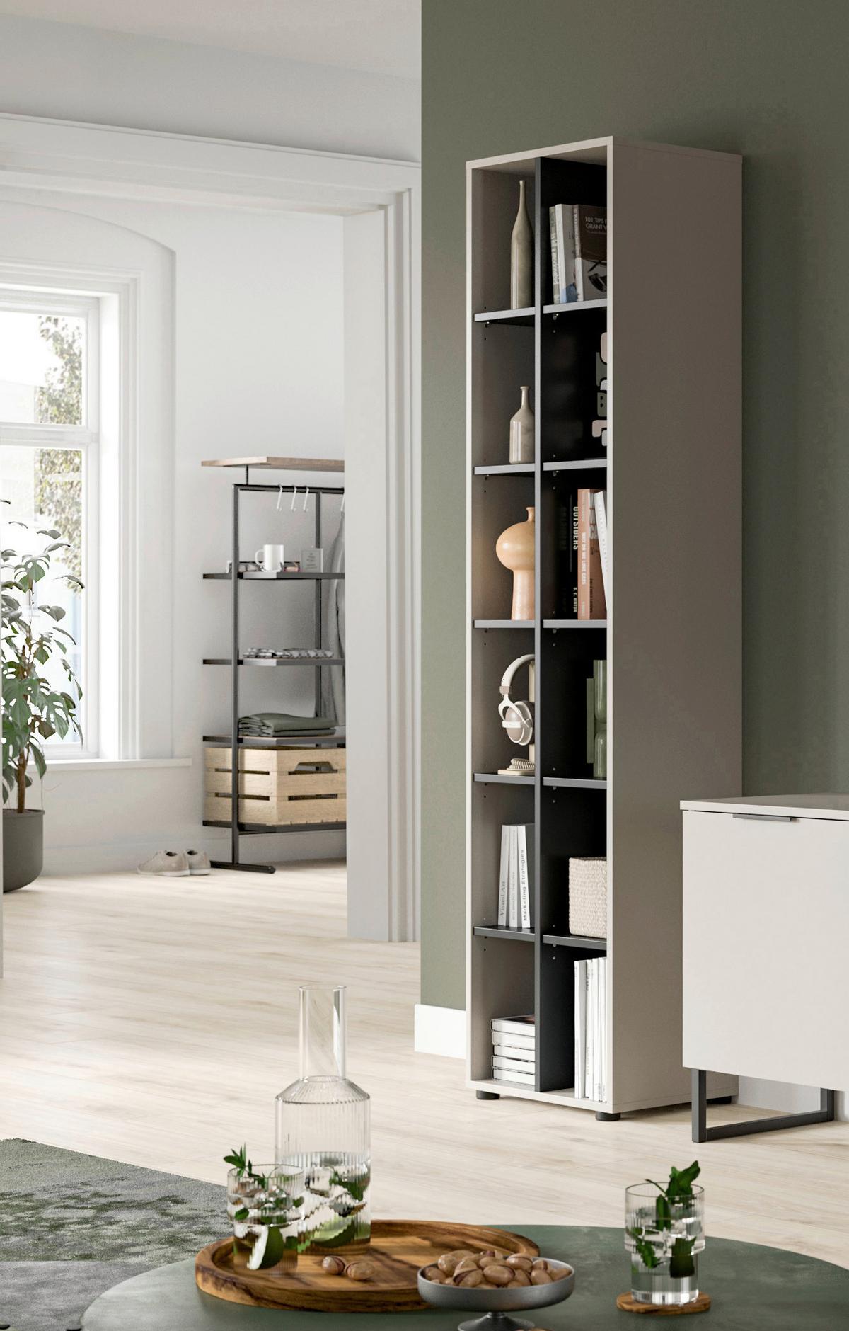 Regal Noida Kaschmir B: 45 Cm - Kaschmir/Schwarz, Design, Holzwerkstoff (45/192/35cm) - Livetastic