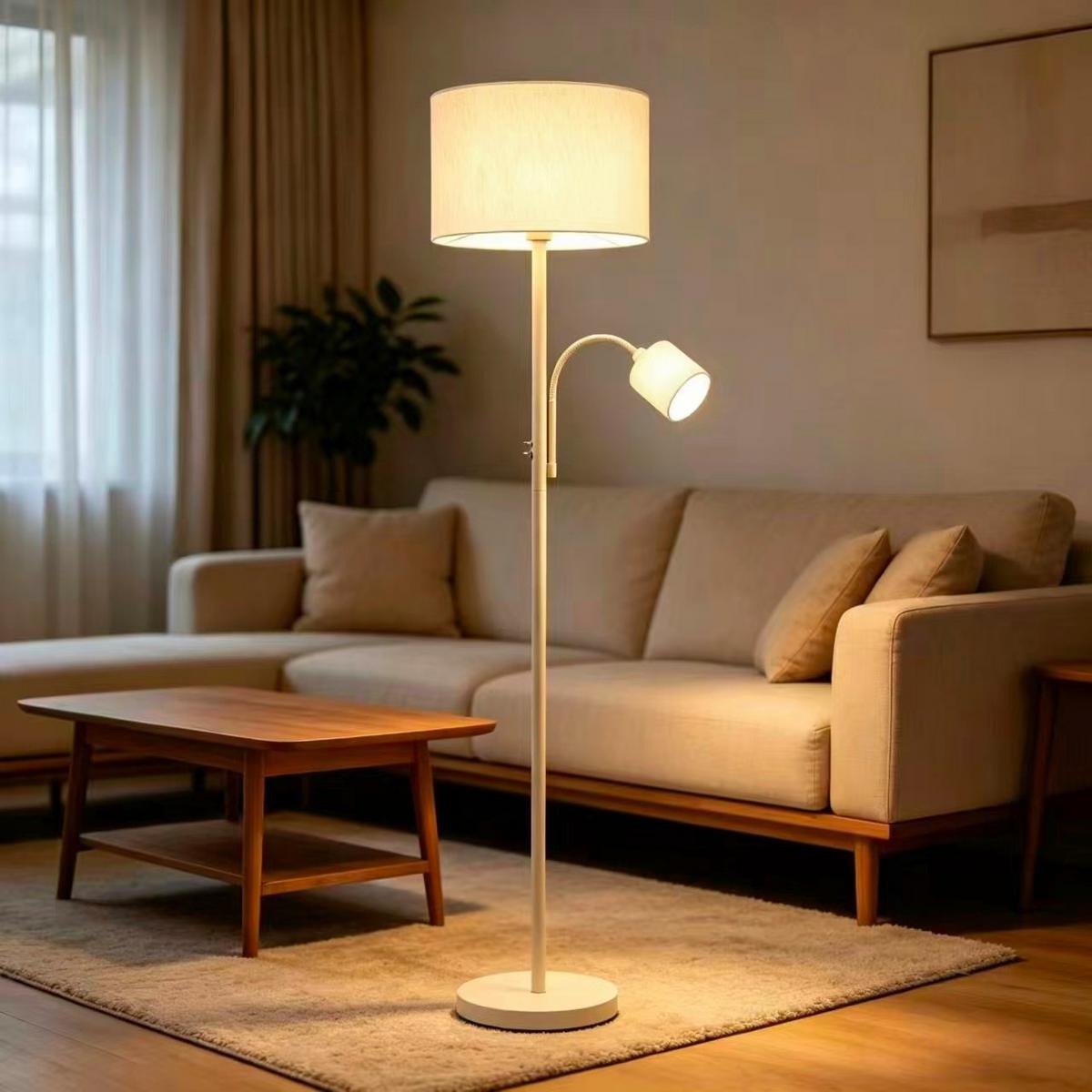 STOJACIA LAMPA KURTL - piesková/biela, Modern, kov/textil (40/40/170cm) - Mömax