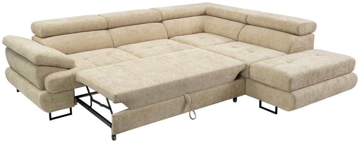 Sedacia súprava LINNA, pravá, svetlozelená - čierna/svetlozelená, Modern, kov/textil (270/225cm)