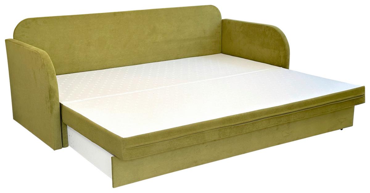 Schlafsofa Milan - Schwarz/Olivgrün, Design, Textil (203/77/86cm) - MID.YOU