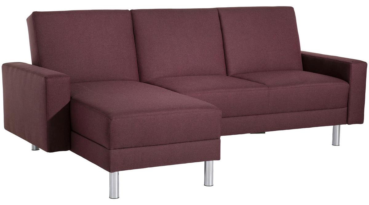 Ecksofa Mit Schlaffunktion Just Fashion, Dunkelrot - Chromfarben/Dunkelrot, KONVENTIONELL, Textil (152/230cm) - Max Winzer