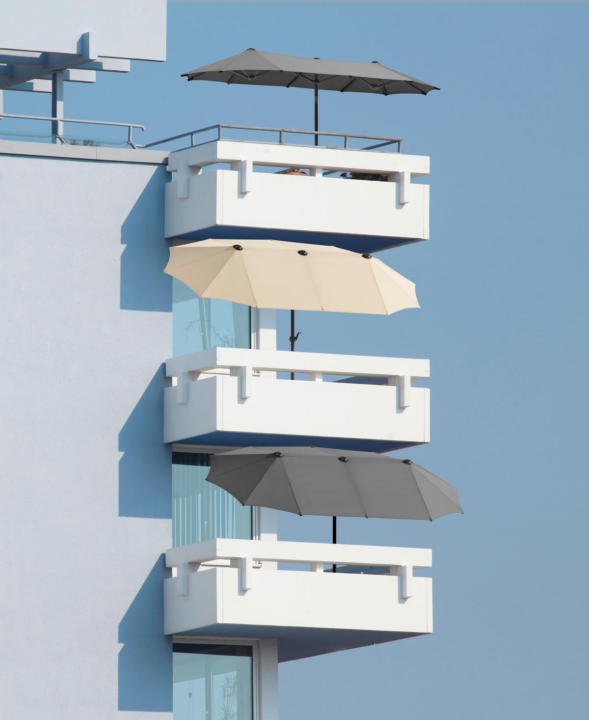 Doppelsonnenschirm Salerno Bxhxt: 300x220x150cm Naturfarben - Anthrazit/Naturfarben, Basics, Textil/Metall (300/220/150cm) - Schneider