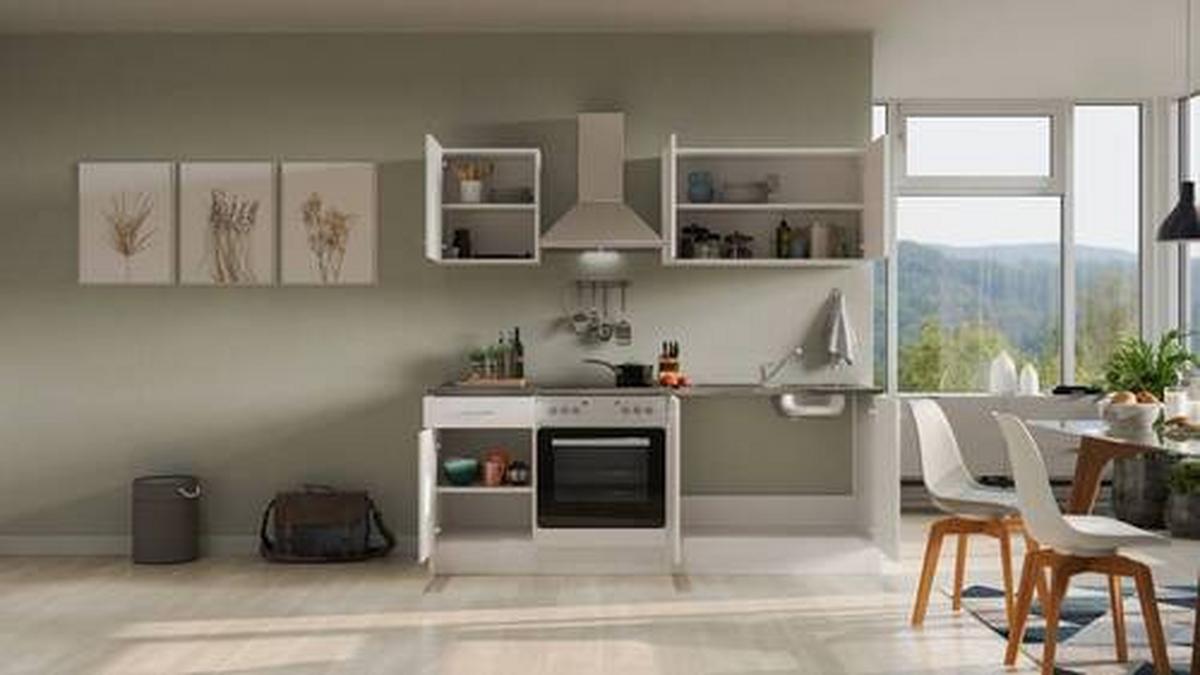 Küchenblock Lucca Weiß/graubraun B: 210 Cm - Graubraun/Weiß, MODERN, Holzwerkstoff (210cm) - FlexWell