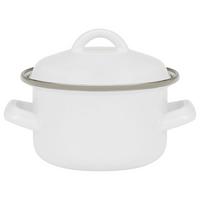 Luca Bessoni Kochtopf 1,2 L Carbonstahl Mit Deckel - Weiß, LIFESTYLE, Metall (14/10cm) - Luca Bessoni