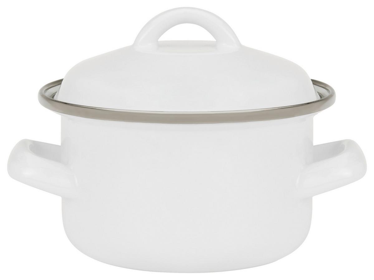 Luca Bessoni Kochtopf 1,2 L Carbonstahl Mit Deckel - Weiß, LIFESTYLE, Metall (14/10cm) - Luca Bessoni