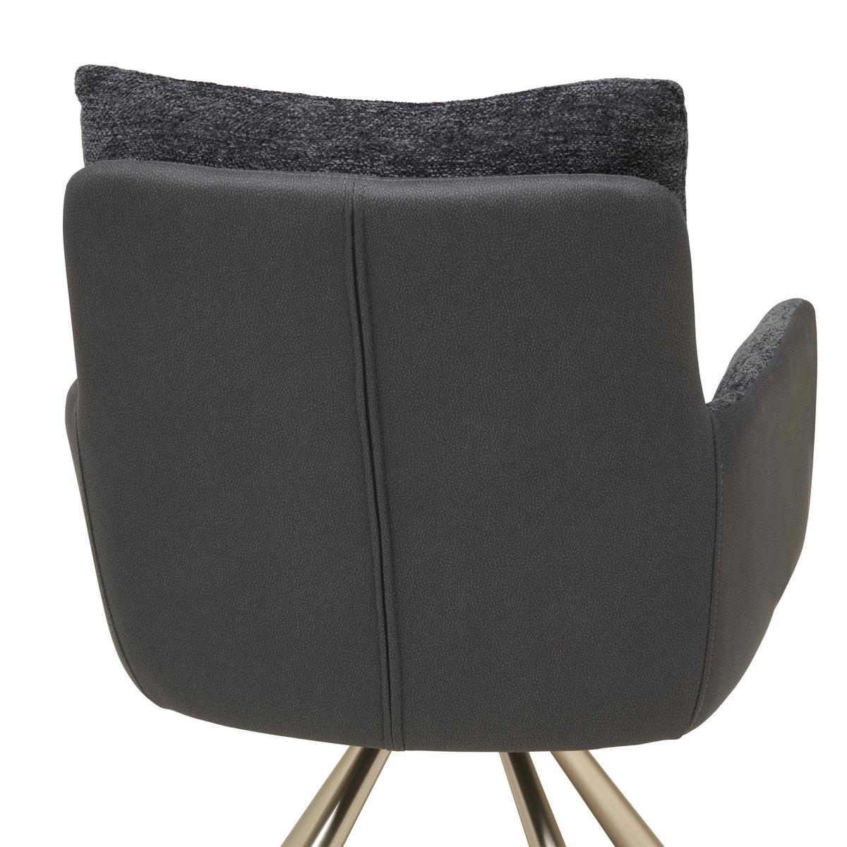 Armlehnstuhl Enid Webstoff Anthrazit, B: 60 cm - Anthrazit/Nickelfarben, KONVENTIONELL, Textil/Metall (60/92/65cm) - Livetastic