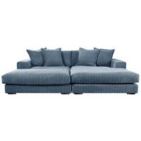Ecksofa Funny Rechts Hellblau mit Hocker B: 285 cm - Schwarz/Hellblau, Basics, Textil (285/195cm) - Livetastic