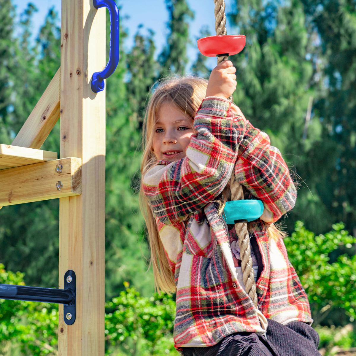 Klettergerüst mit Rutsche Grün - Blau/Braun, Basics, Holz/Kunststoff (522,5/196/205cm) - Ambia Garden
