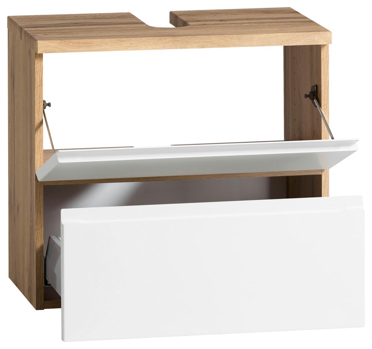 Waschbeckenunterschrank Varese B: 60 cm Wotaneiche Dekor/Weiß - Eiche Wotan/Weiß, MODERN, Holzwerkstoff (60/59/35cm) - Held
