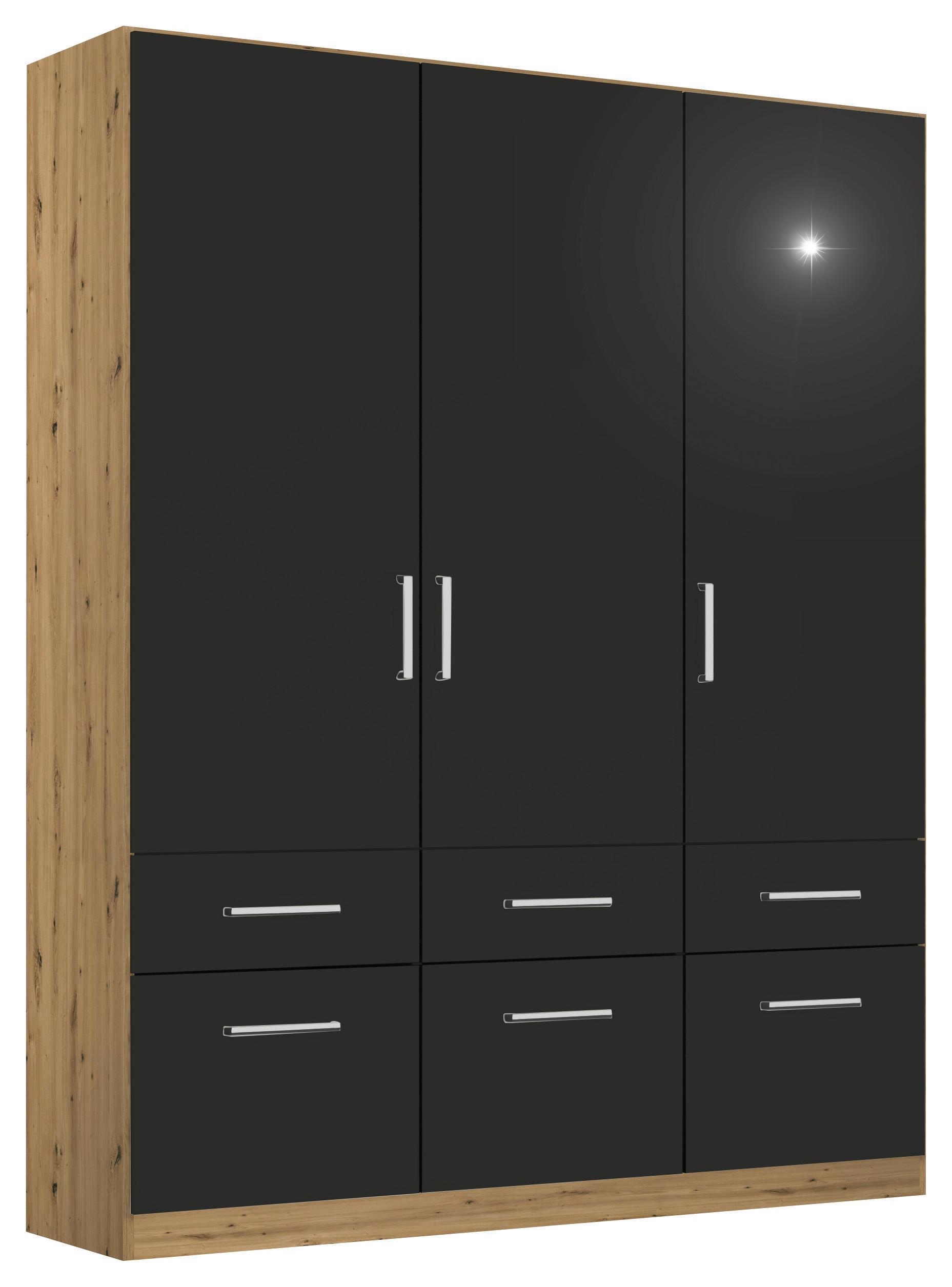 Drehtürenschrank 136 cm Berlin Eiche Artisan/Grau - Eiche Artisan/Grau, MODERN, Holzwerkstoff (136/197/54cm) - Rauch Möbel