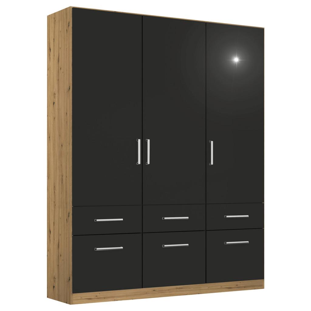 Drehtürenschrank Berlin Eiche Artisan/Grau B: 136 cm