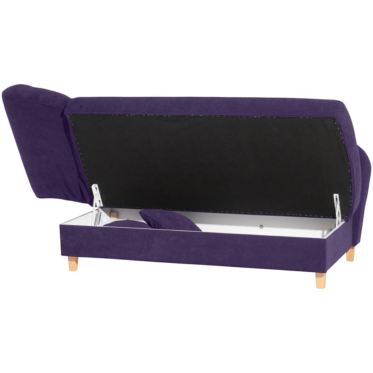 Recamiere Selma Violett Links mit Bettkasten+schlaffunktion - Violett/Buchefarben, Design, Textil (190/88/82cm) - Max Winzer