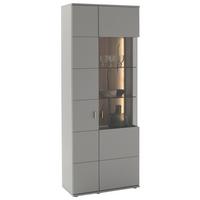 Vitrine Sevilla B: 80 Cm Teilmassiv Grau/eichefarben - Eichefarben/Schwarz, Design, Glas/Holzwerkstoff (80/207/38cm) - MID.YOU