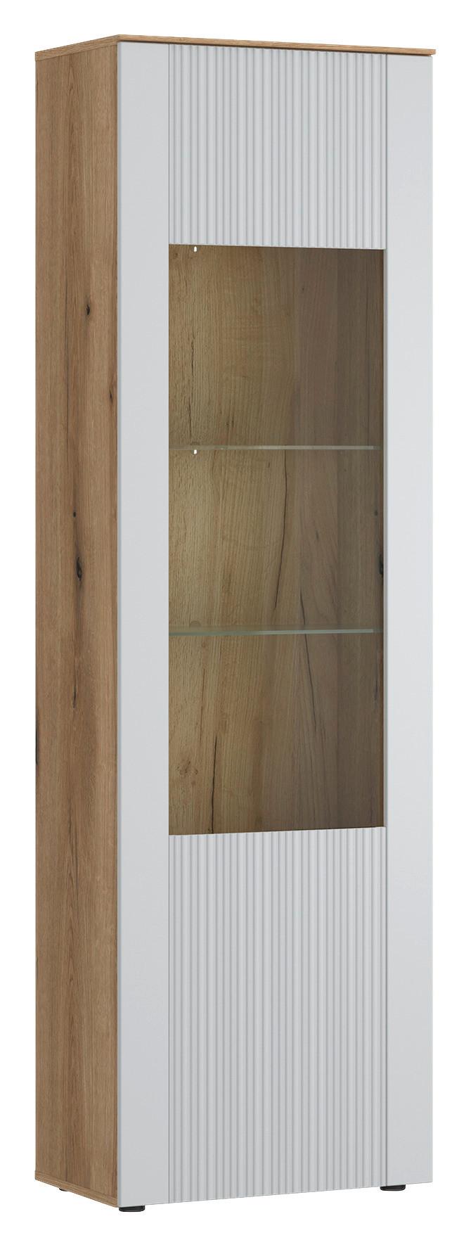 VITRÍNA MANILLA - barvy dubu/světle šedá, Trend, kompozitní dřevo/plast (59/200,3/40cm)