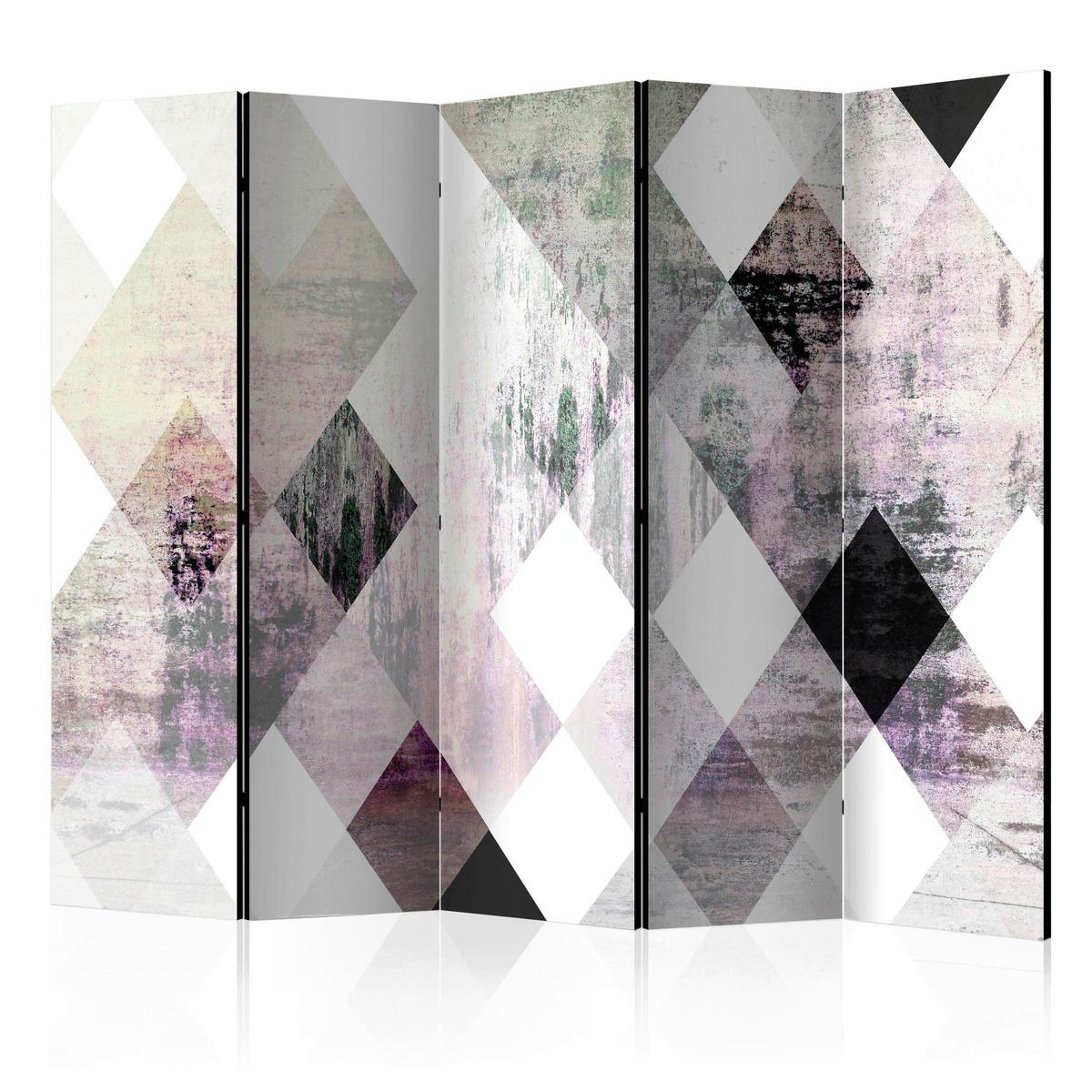 Paravent Grau Schwarz B: 225 cm - Schwarz/Grau, Basics, Holz/Textil (225/172/3cm) - artgeist