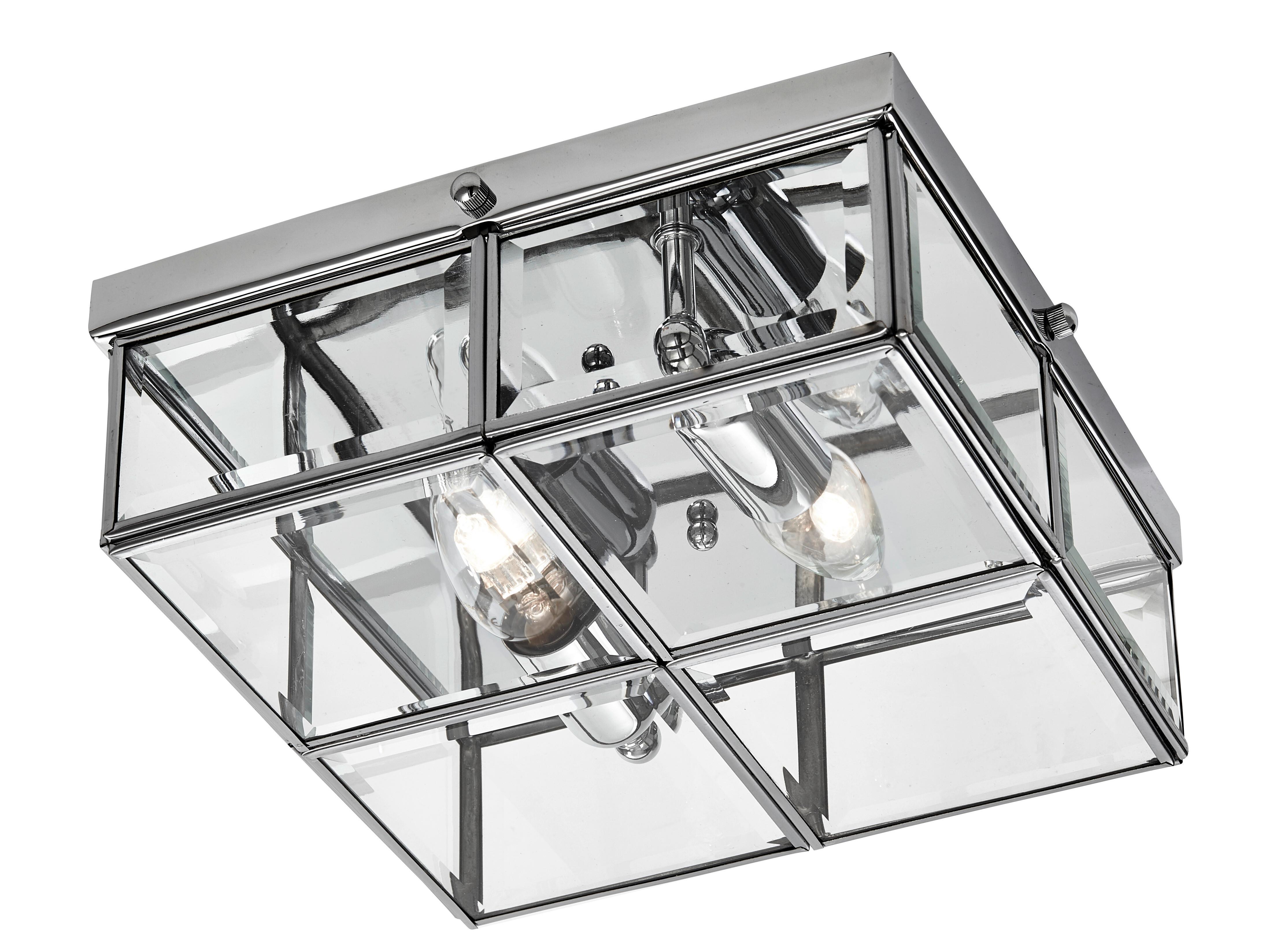 Deckenleuchte Pisa L: 25 Cm, 2-Flammig, Dimmbar - Chromfarben, KONVENTIONELL, Glas/Metall (25/25/10cm)