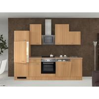 Küchenzeile Nano M. Geräten 280 Cm Buche/creme Dekor - Beige/Buchefarben, MODERN, Holzwerkstoff (280cm) - FlexWell