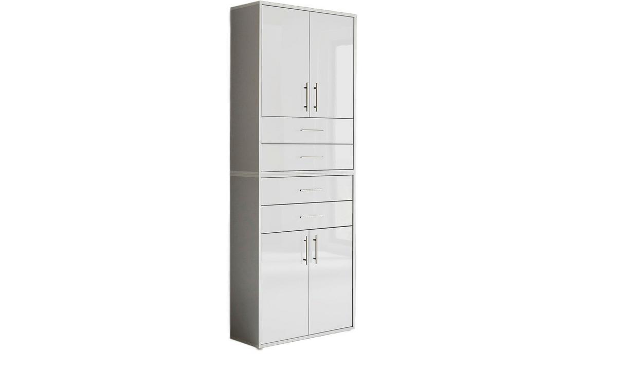 Aktenschrank Office Edition Grau/weiß Hg, B: 84,4 Cm - Weiß Hochglanz/Grau, MODERN, Holzwerkstoff (84,4/227,2/33cm) - MID.YOU