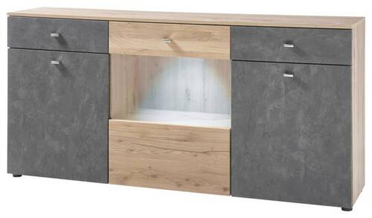 Komoda TREND - sivá/farba duba, Design, kompozitné drevo/plast (174/84/38cm) - MID.YOU