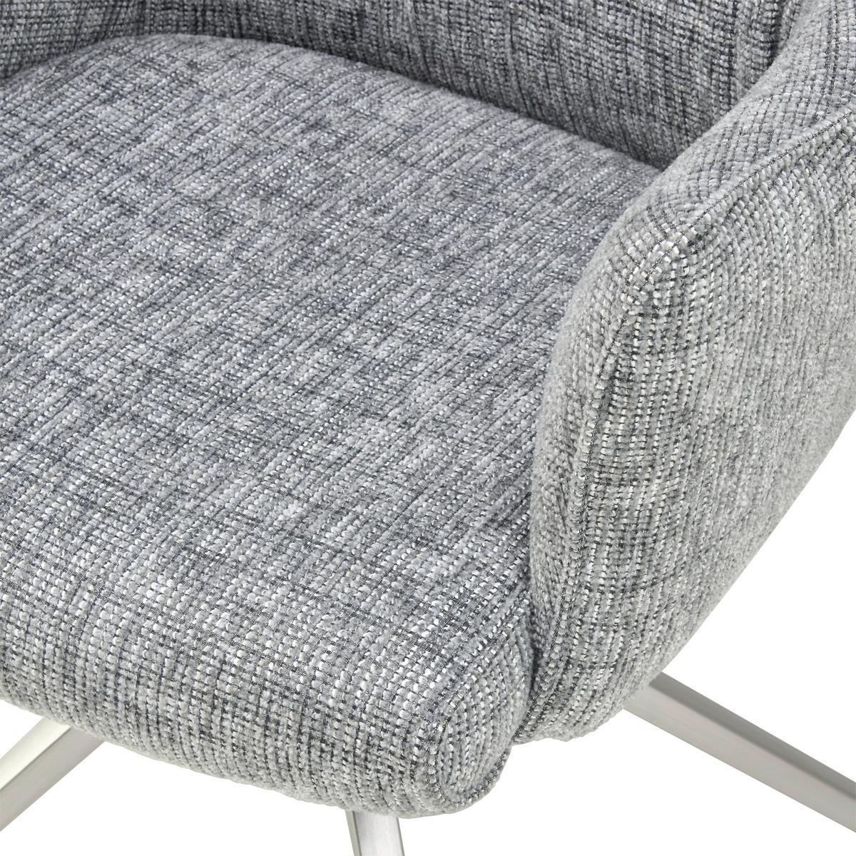 Armlehnstuhl Bathia Grau, Sitzfl. 360° drehbar - Edelstahlfarben/Grau, KONVENTIONELL, Textil/Metall (61/89/63cm) - Livetastic