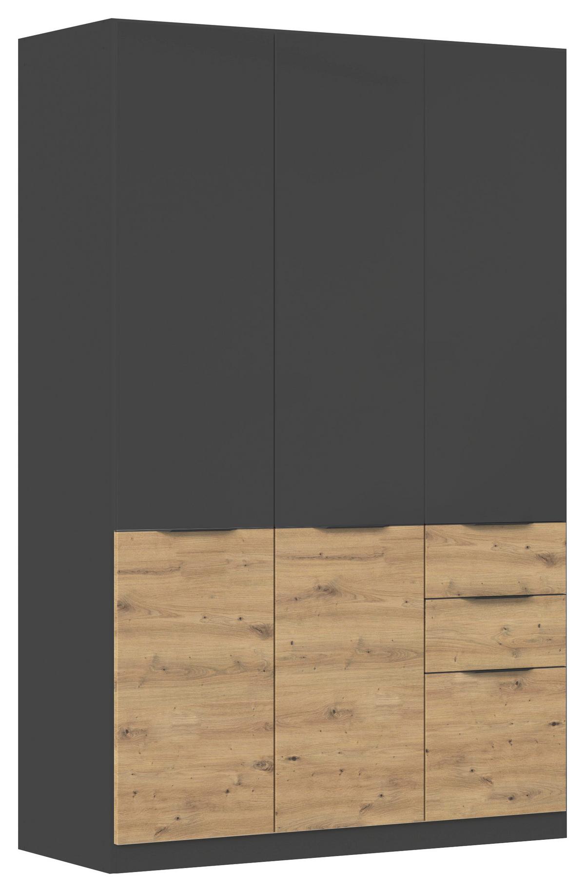 Šatní skříň MAX-EXTRA,3-dveřová - šedá/dub artisan, Konvenční, kompozitní dřevo/plast (136/210/54cm) - James Wood