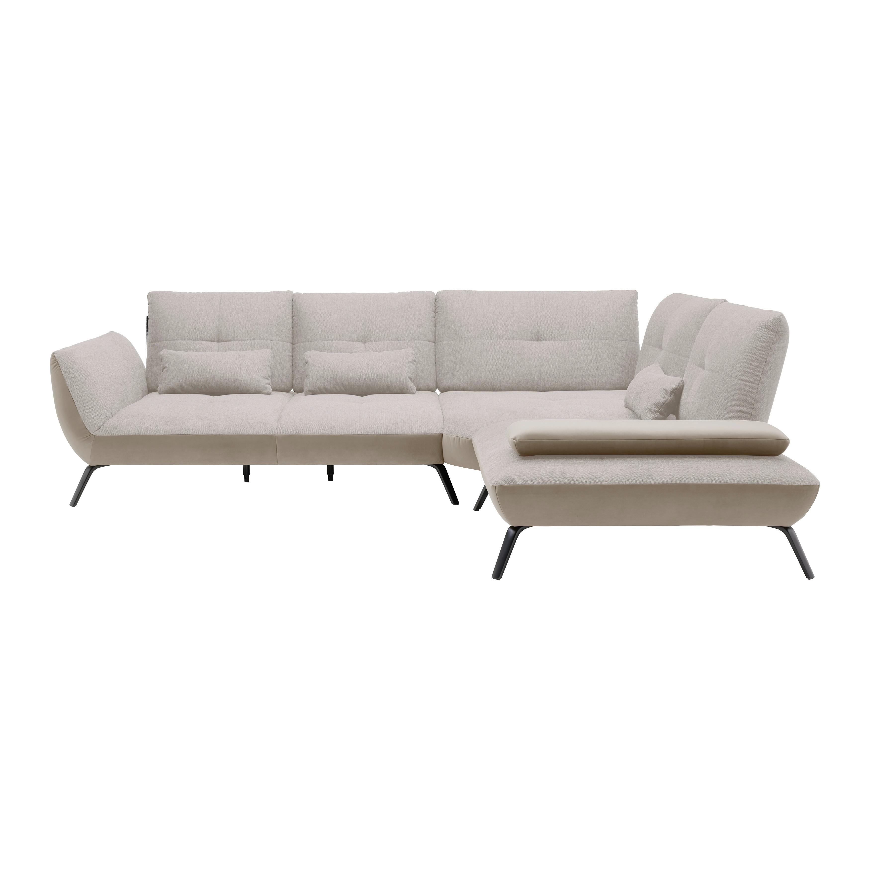 Rohová sedačka TRENDY, pravá, písková / béžová - černá/pískové barvy, Moderní, kov/kompozitní dřevo (310/93/250cm) - Premium Living