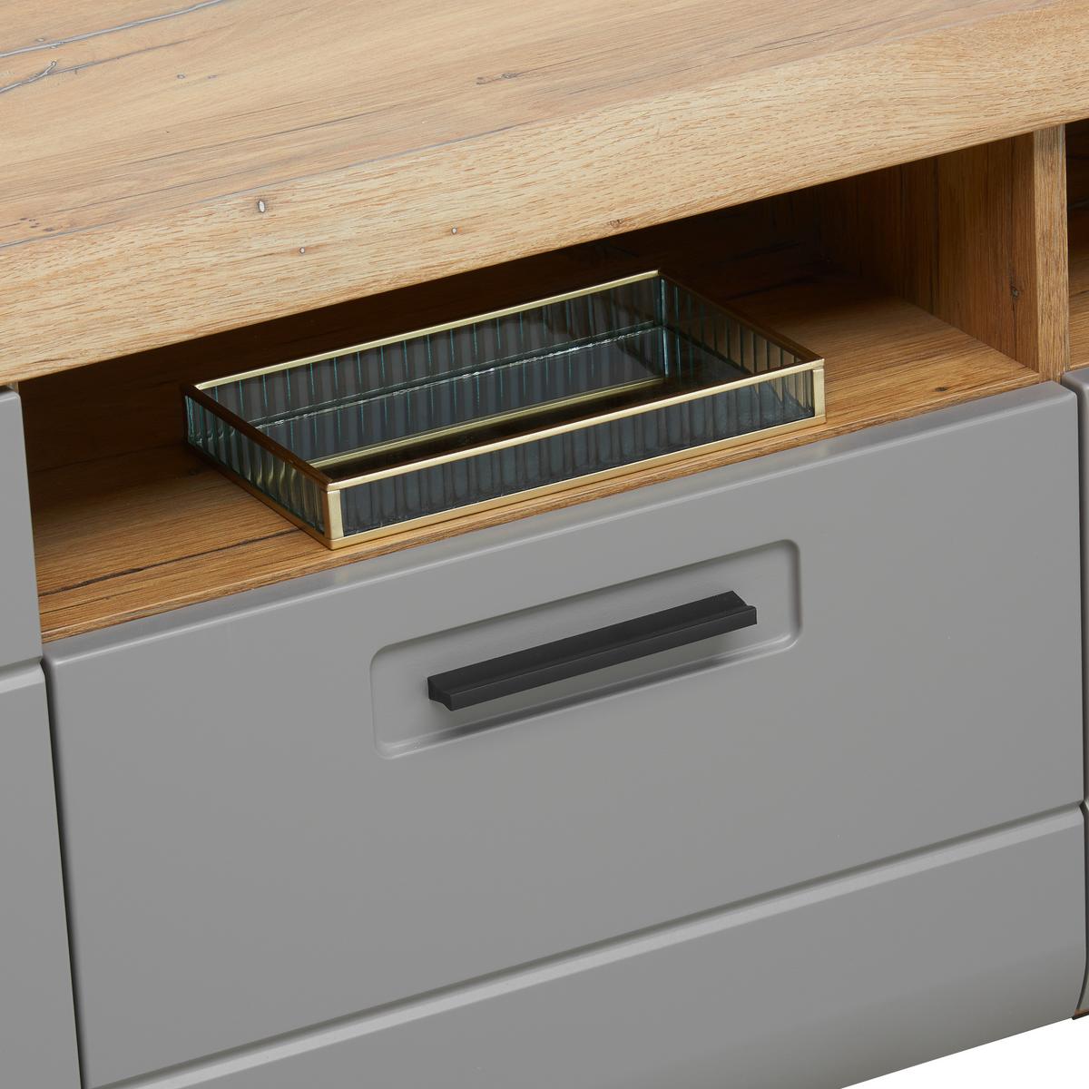 Tv-lowboard Auris B: 163,2 Cm Basalt/eiche Dekor - Eichefarben, MODERN, Holzwerkstoff (163,2/49,5/49,6cm) - Luca Bessoni