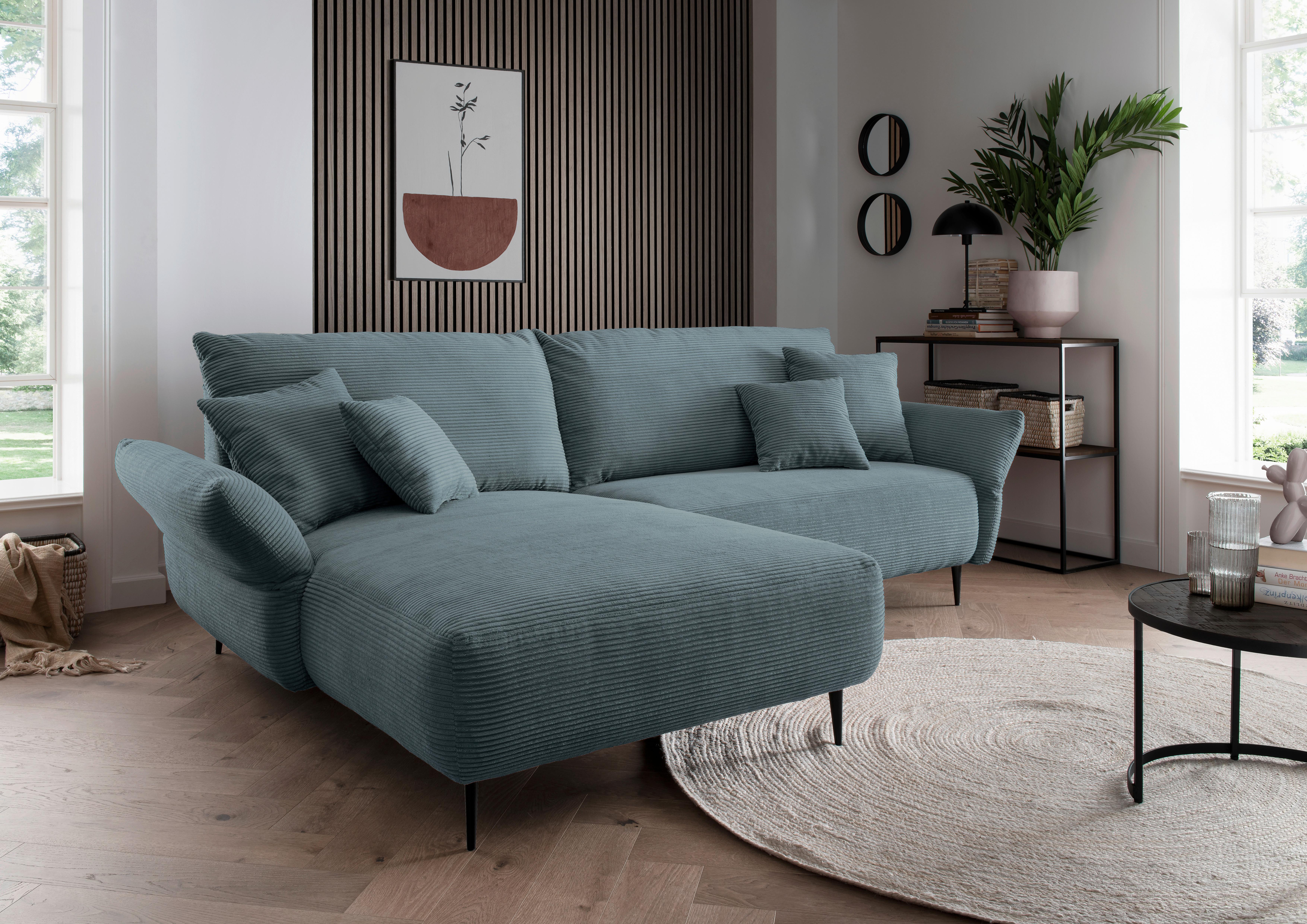 Ecksofa Vanilla Petrol S: 178x264-302 Cm - Petrol/Schwarz, Design, Textil (178/264-302cm) - Livetastic