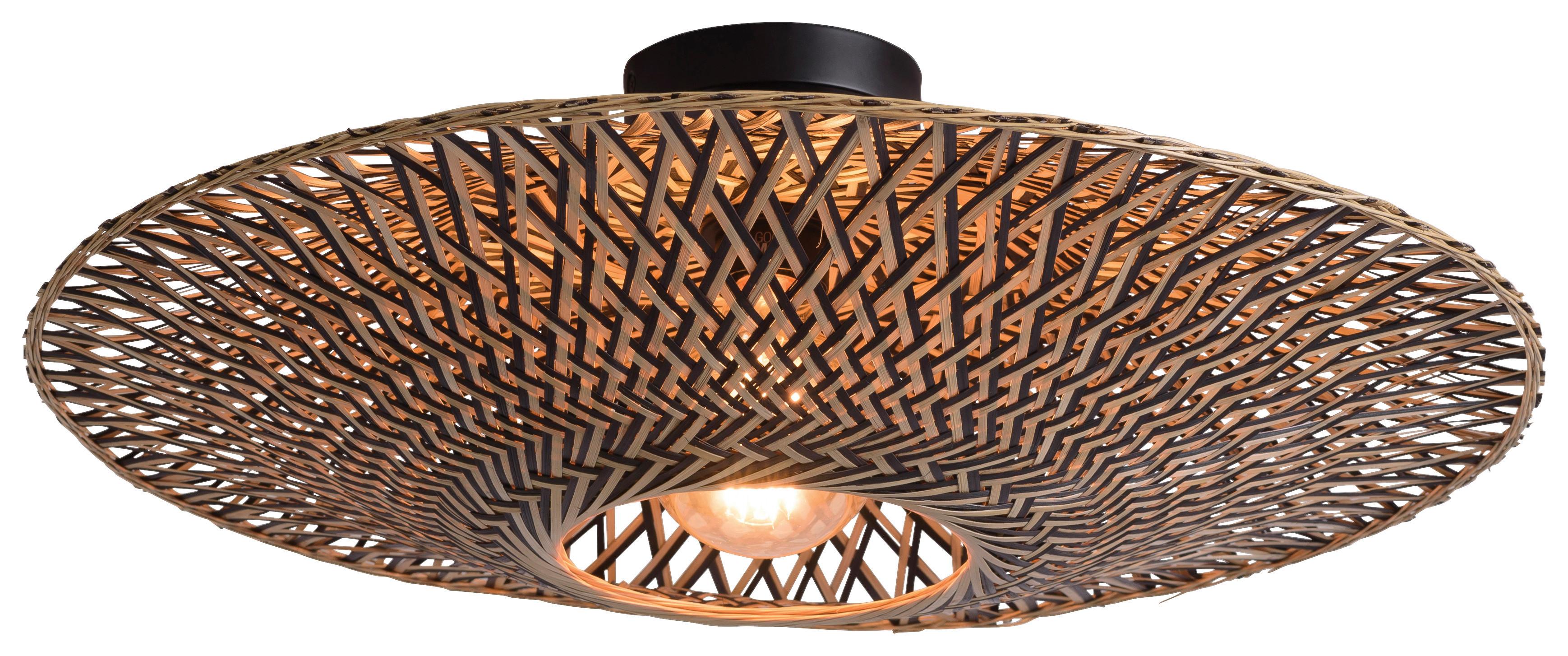 Deckeleuchte Bali D: 60 cm 1-Flammig - Hellbraun/Schwarz, Natur, Naturmaterialien/Metall (60/15cm) - Good & Mojo