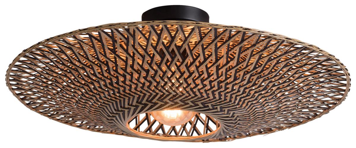 Deckeleuchte Bali D: 60 cm 1-Flammig - Hellbraun/Schwarz, Natur, Naturmaterialien/Metall (60/15cm) - Good & Mojo