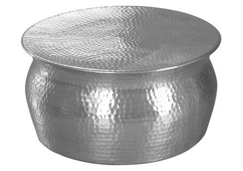 Runder Couchtisch Metall Mit Ablage Karam, Silber Dekor